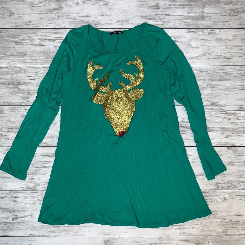 Papermoon Green Reindeer Tunic Small